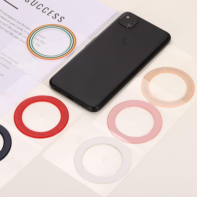 uxcell Magnetic Adapter Ring, 2Pcs Magnetic Sticker Ring ABS Universal Magnet Wireless Charging Conversion Kit for Mobile Phone Case Wireless Charger, Black