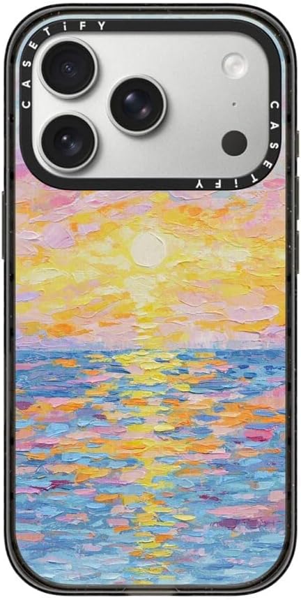 CASETiFY Impact iPhone 17 Pro Case [Slim/Compatible with Magsafe / 8.2 ft. 4X Military Grade Drop Protection] - Frosted Sunset - Clear Black