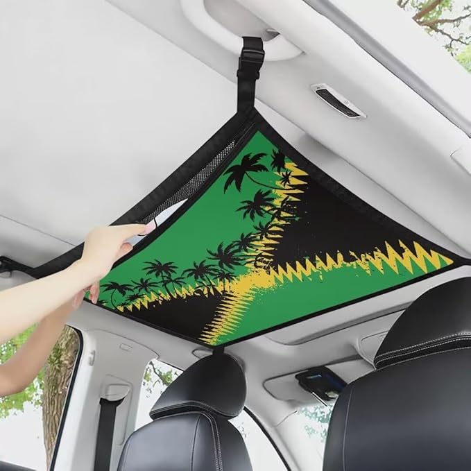 Jamaican Tree Car Roof Storage Bag Car Organizer for Car Seat Multi-Purpose Car Bag Storage Box Organizer Pouch Pocket Can Hold Mobile Phone, Wallet, Glasses