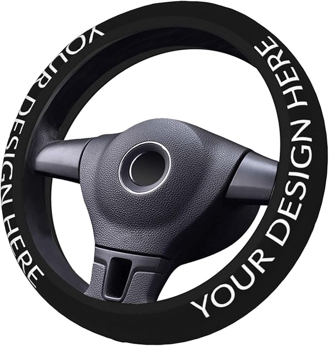 Custom Stretchy Neoprene Car Steering Wheel Cover, Add Your Own Personalized Text Logo Image Anti Slip and Sweat Absorption Universal Fit Vehicle, SUV, Trucks