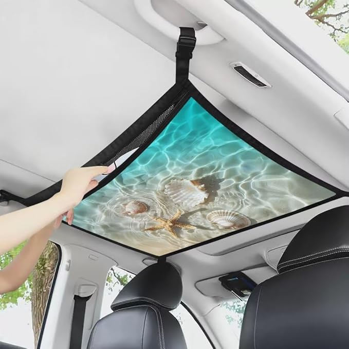 Starfish Shells Car Roof Storage Bag Car Organizer for Car Seat All Car Storage Organizer One-Size-Fits Car Travel Accessories