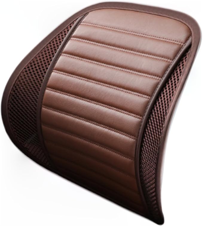 Premium Car Interior Back Support - Versatile Lumbar Cushion for Driver Seat with Breathable Fabric and Adjustable Strap. (2, Brown)