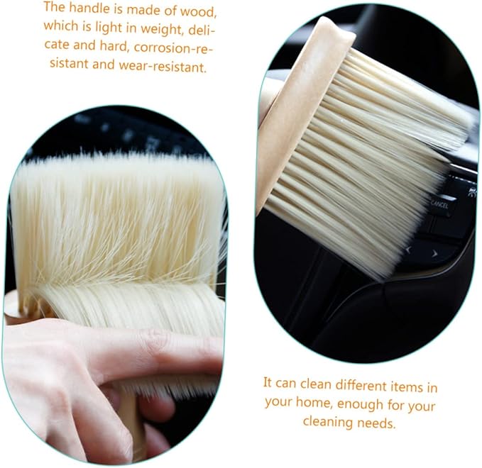 Healifty 5pcs Wooden Handle Dust Brush Car Air Vent Cleaner Electric Duster Detailing Tool Kit