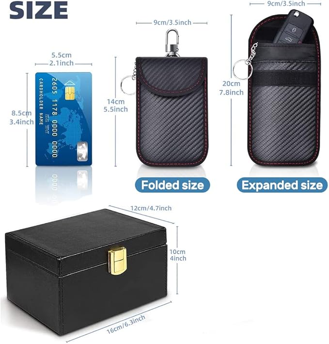 Samfolk Faraday Box with Faraday Bags for Car Keys, Car Key Signal Blocking Box, Keyless Entry Car Key Safe Protector Car Alarm Anti-Theft Shielding Cage