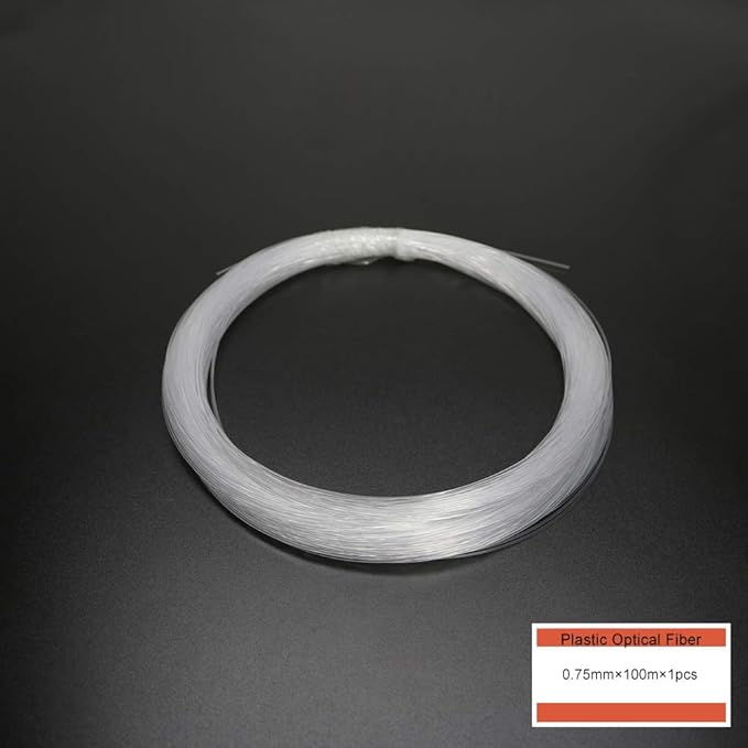 AZIMOM PMMA Plastic End Glow Fiber Optic Cable 0.75mm(0.03in) 100m(328ft)/Roll for Star Sky Ceiling All Kind Led Light Engine Driver Source