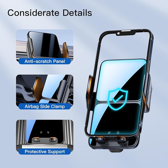 Wireless Car Charger,15W Fast Charging Auto-Clamping Car Charger Phone Mount Air Vent Cell Phone Holder,Fit for iPhone Android and All Smartphones