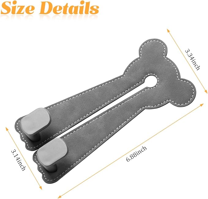 Car Seat Headrest Hook, 2PCS Cute 2 In 1 Vehicle Backseat Hanger Storage Double Hook with Phone Holder, Auto Interior Hanging Organizer Accessories, Universal for SUV Sedan Truck (Grey)