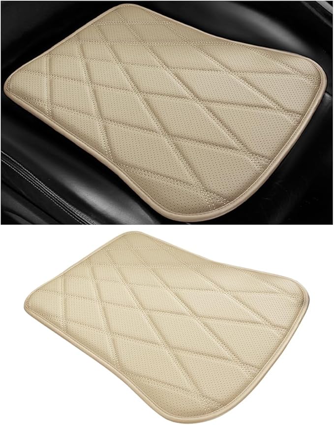 Car Seat Cushion, Comfortable Sciatica & Lower Back Pain Relief Vehicle Driver Seat Pillow, Auto Interior Chair Protector, Universal for SUV Automobile Truck (Beige)