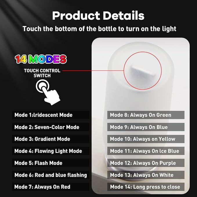 14 in 1 Modes Car USB Night Light, 7 Colors Touch Adjustment LED Ambient Lighting USB Automotive Interior Night Lamps, Mini LED Bulb for Car, Camping, Holiday Decoration, Bedroom, Party(4Pcs)
