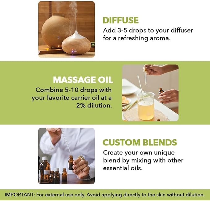 Majestic Pure Essential Oil with Glass Dropper - 100% Pure and Natural - Essential Oils for Diffuser, Aromatherapy, Soap and Candle Making, Lemongrass Essential Oil, Lemongrass Oil, 4 Fl Oz