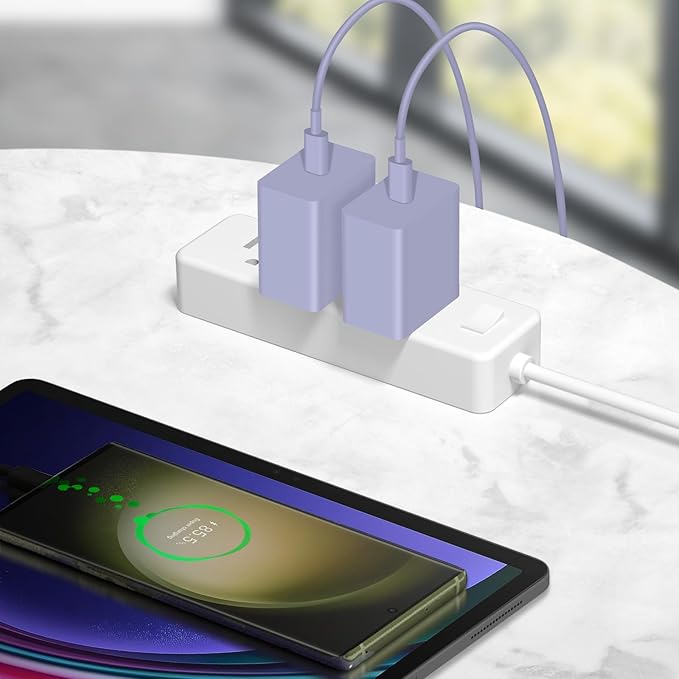 45W Type C Charger, USB C Chargers 2-Pack iPhone 15 16 Charger 6FT with iPhone 16/16 Plus/16 Pro Max/iPhone 15/iPad Pro/AirPods/Galaxy S25 S24 S23 S22 S21,Android Chargers(Purple)