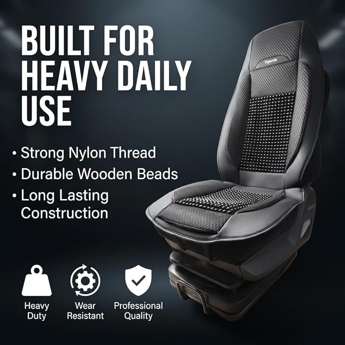 Semi Truck Beaded Seat Covers, Cooling Car Seat Cushion for Back Support, Anti-Sweat Seat Covers for Trucks, Universal Fit for Volvo, Kenworth, Freightliner, Improved Comfort & Durability