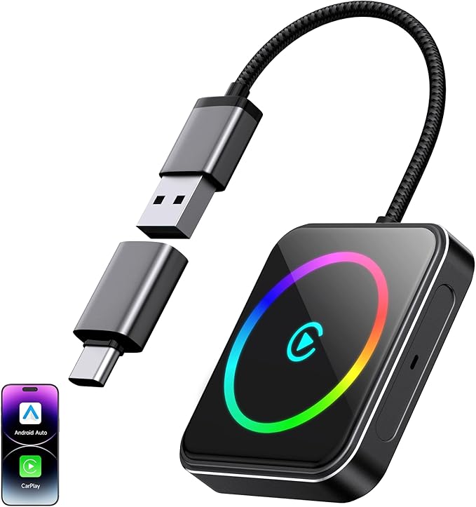 Wireless CarPlay Adapter for Apple iPhone,Android Auto & 2-in-1 CarPlay,Converts Wired to Wireless. Instant Auto-Connect, Low Latency, Plug and Play USB-A/C(iOS 10+, Android 11+) 2026