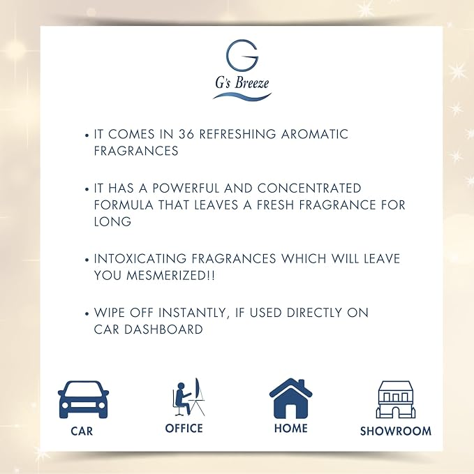 G's Breeze Super Star Air Freshener - Essence of Star-Studded Glamor - Transform Any Space with Vibrant Energy and Invigorating Fragrance – Ideal for Home, Car & Office – Long-Lasting Freshness Aroma