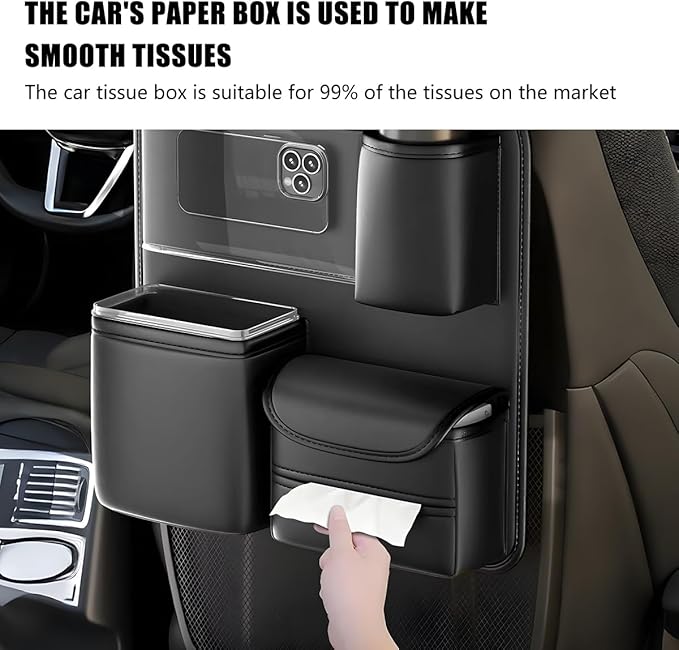 Car Backseat Organizer, 4 Storage Pockets Vehicle Back Seat Protector Kick Mat with Touch Screen Tablet Holder, Automotive Travel Storage Accessories, Universal for Truck SUV RV