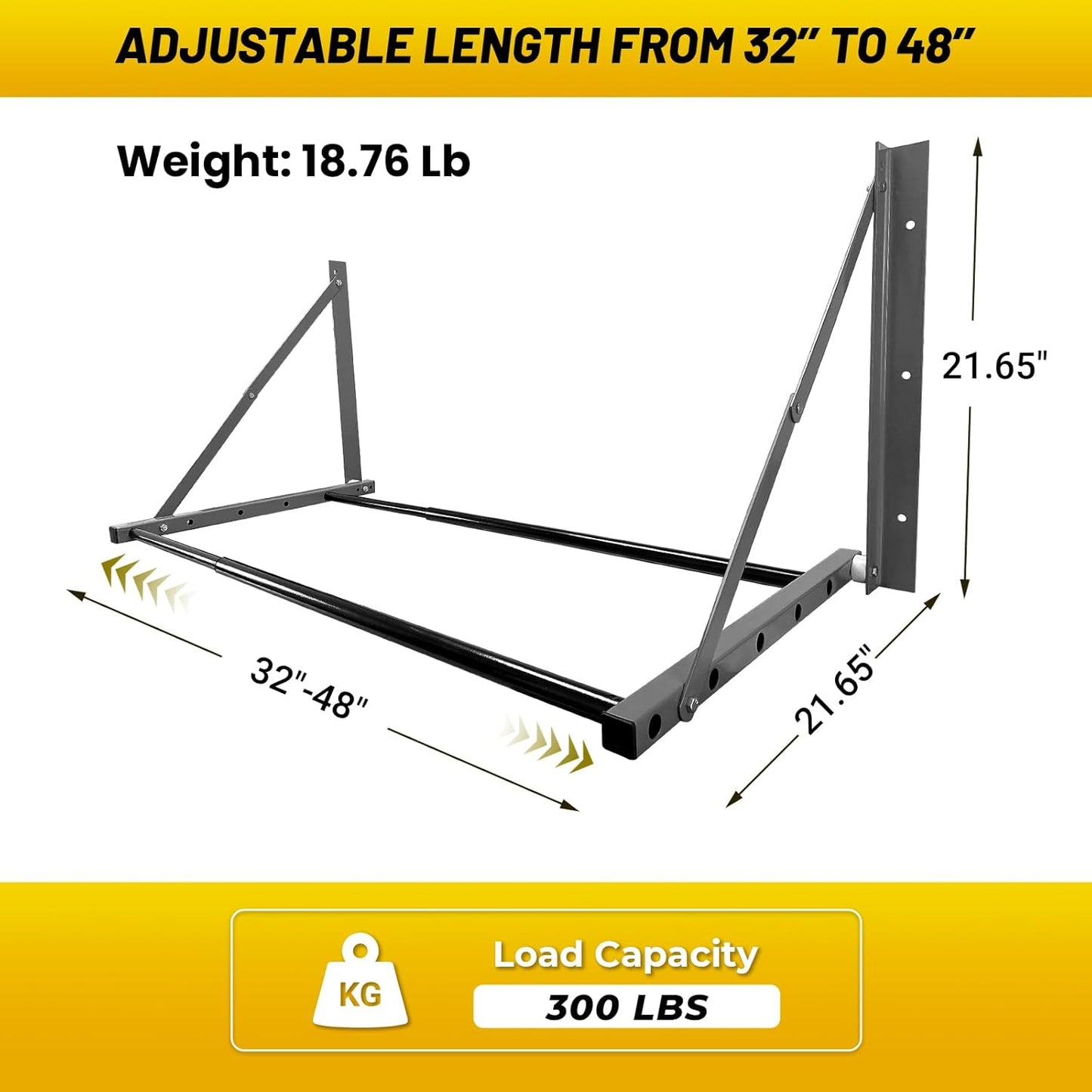 ROBLOCK Adjustable Tire Rack Wall Mount for Garage, Folding Wheel Spare Tire Carriers with Heavy Duty Steel, Adjustable Length(32"-48"), Grey
