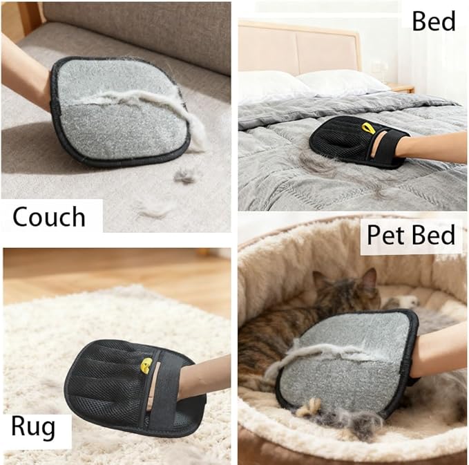 2PCS Pet Hair Removal Glove for Dogs & Cats- Upgraded 10mm Thickened Electrostatic Magic Brush- Pet Hair Remover Glove for Couch, Furniture, Clothes, Car & Carpet, Reusable Pet Hair Removal Tool