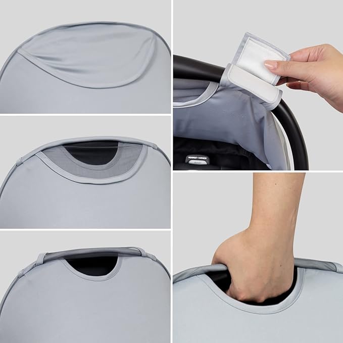 liuliuby Summer Baby Car Seat Cover | 2-in-1 Breathable Carseat Sun Shade & Mosquito Net | UV Protection Lightweight Canopy Covers for Infant Unisex | Bug Net Mesh for Warm Weather (Gray)