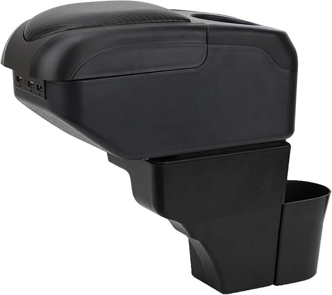 AULPHIKE Compatible with Nissan Note Armrest 2016-2018 Center Console Organizer Armrests Double Layer Storage Space with USB Ports