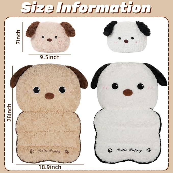 2 Pack Cute Cartoon Car Seat Cushion with Back Car Lumbar Support Pillow and Neck Pillow Car Seat Pillow for Relieve Your Driving Tiredness