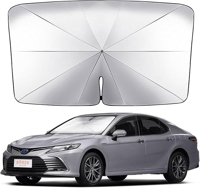Foldable Windshield Sun Shade Umbrella Reflective Car Window Cover with Bendable Handle, Heat Blocker for SUV, Truck, Sedan Ideal Gifts for Men & Women