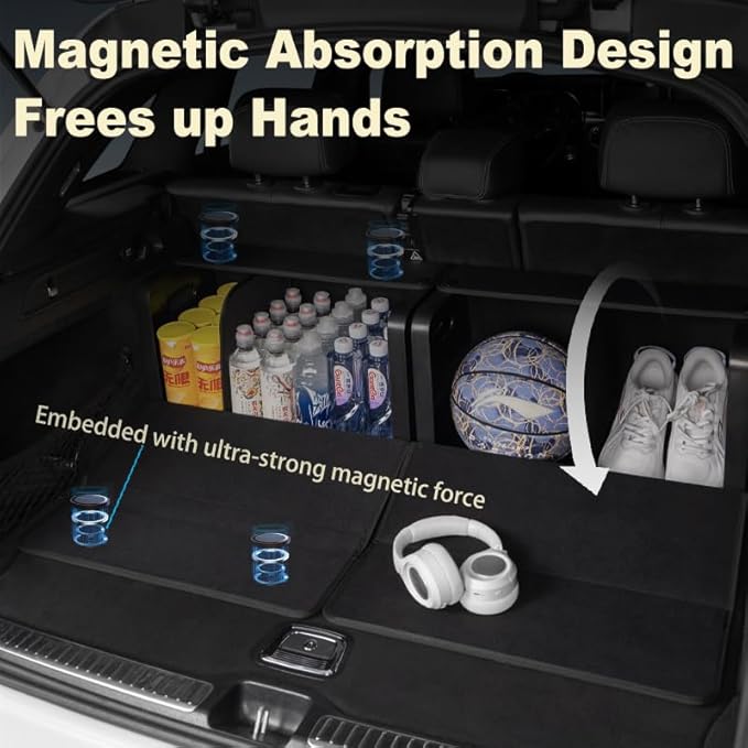 GMQ Trunk Organizers for Car,Car Organizers and Storage for SUV,Magnetic Lid with Collapsible Storage, Large Capacity for SUV, Truck, MPV (M-15.8×13×12.5 IN)
