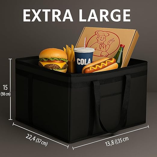 musbus 4 PACK catering bag for doordash 24W x 15H x 14D XXXL Insulated Food Delivery Bag Cooler Bags Keep Food Warm Catering Therma Cooler Bags Therma Shopper hot Black 24W x 15H x 14D hot boxes