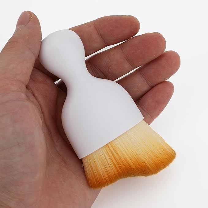 Car Detailing Brush, Soft Bristle Cleaning Brush, Scratch-Free Auto Duster Tool for Dashboard, Air Vents, Leather & Interior Cleaning (White&Brown)