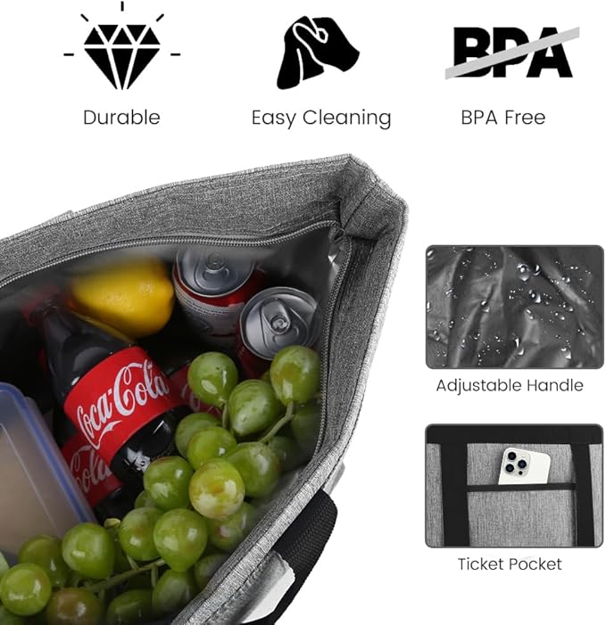 mosago 2PK Reusable Grocery Tote Bags, Insulated Cooler Shopping Bag for Women, Pizza/Food Delivery Bags to Keep Food Hot/Cold for Commercial Food Transport, Cooler Bag for Travel/Picnic, Collapsible