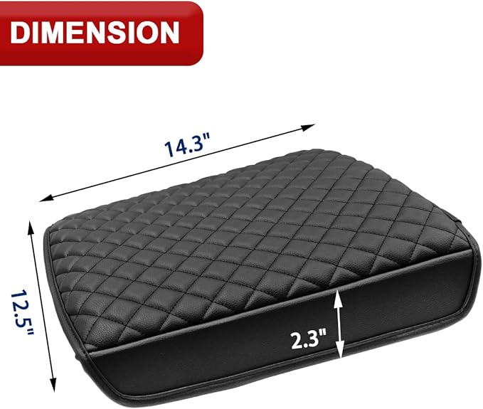 KBH Center Console Armrest Cover for Cadillac Escalade 2021-2026, Vinyl Leather, Car Arm Rest Lid Protector Cushion, Interior Accessories, Anti-Scratch, Black