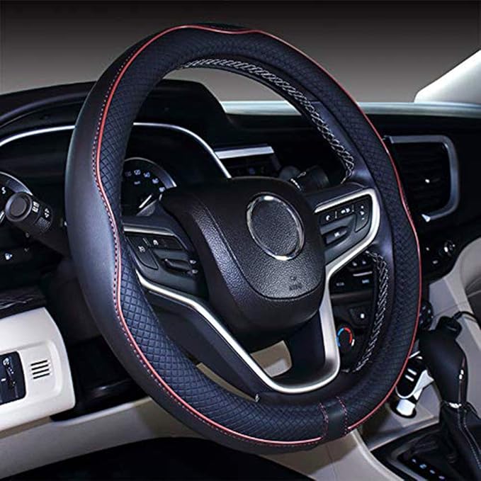 Mayco Bell Small Size Steering Wheel Cover Anti-Slip,Safety,Soft,Breathable,Durable,Full Surround,Comfortable Grip Microfiber Leather (14-14.25 inch, Wine Red)