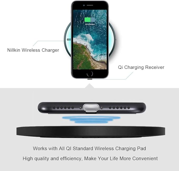 Nillkin Qi Receiver USB C, Thin Wireless Charging Receiver, Type C Wireless Charger Receiver for Galaxy A51/A20E/A20, Pixel 2 and Other Type-C Android Cell Phones(Short Version)