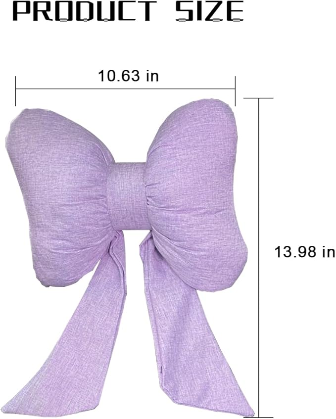 Bow Car Headrest Pillow, Breathable Memory Foam Vehicle Neck Pillow with Adjustable Strap, Ergonomic Auto Neck Support Cushion for Pain Pressure Relief, Universal for Most Cars (Purple)
