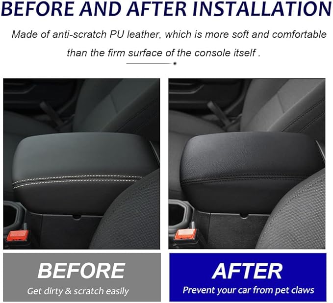 DEYTOP Center Console Cover for Jeep Wrangler JL JLU 2026 2018-2025 Console Armrest Cover for Jeep Gladiator JT 2020-2026 Car Cushion Pad for JL&JT (NOT for JK/JKU)(Black with Black Stitches)