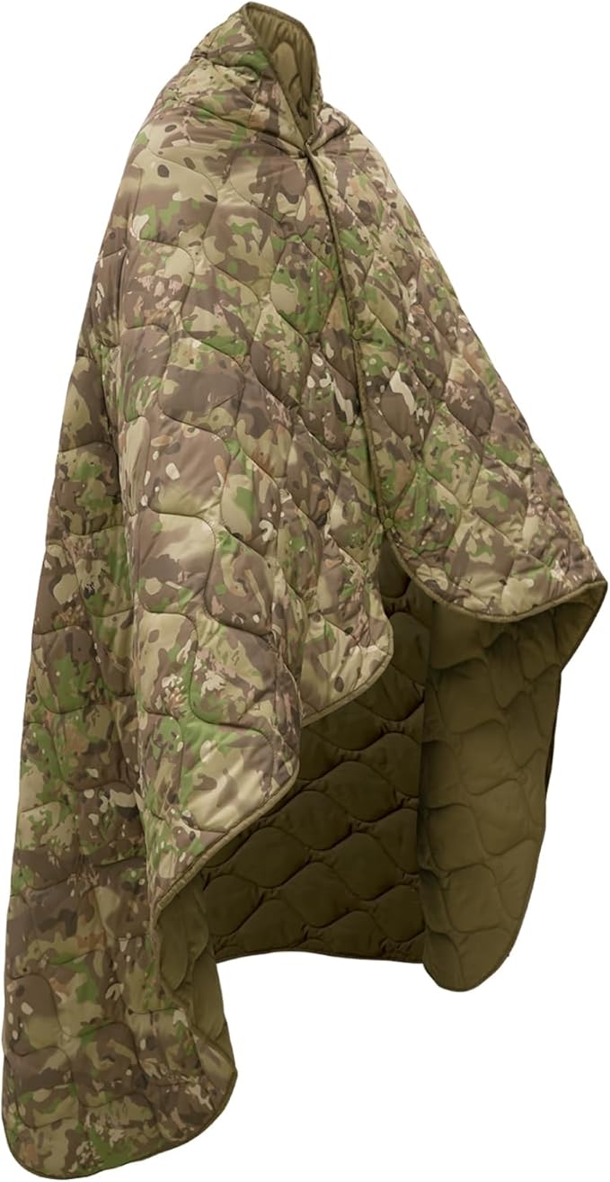 Military Poncho Liner 55”x 79” Camping Blanket Insulation Compact Waterproof for Travel Stadium Outdoor Camping