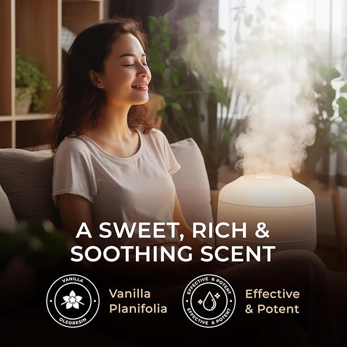 100% Pure Vanilla Essential Oil - 0.34 Fl Oz - Vanilla Oil for Hair, Skin, Diffuser, Aromatherapy & DIY Candle Making Scent