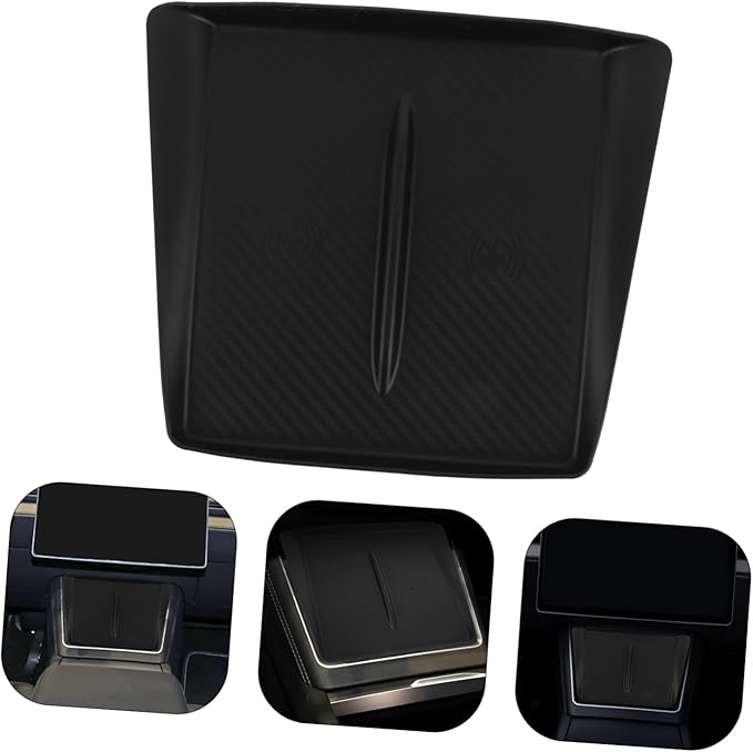 Wireless Charging Silicone Mat for Y Center Console Non-Slip Phone Holder Pad Silicone Material Easy Installation Black Car Interior Accessory