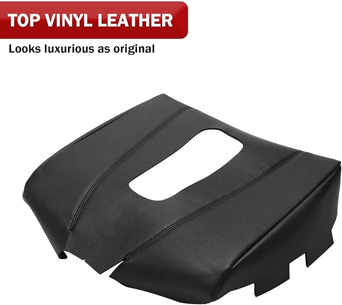 KBH Car Center Console Armrest Cover Replacement for Cadillac Escalade 2015 2016 2017 2018 2019 2020, Vinyl Leather Upholstery, Anti-Scratch, Black (Leather Part Only)