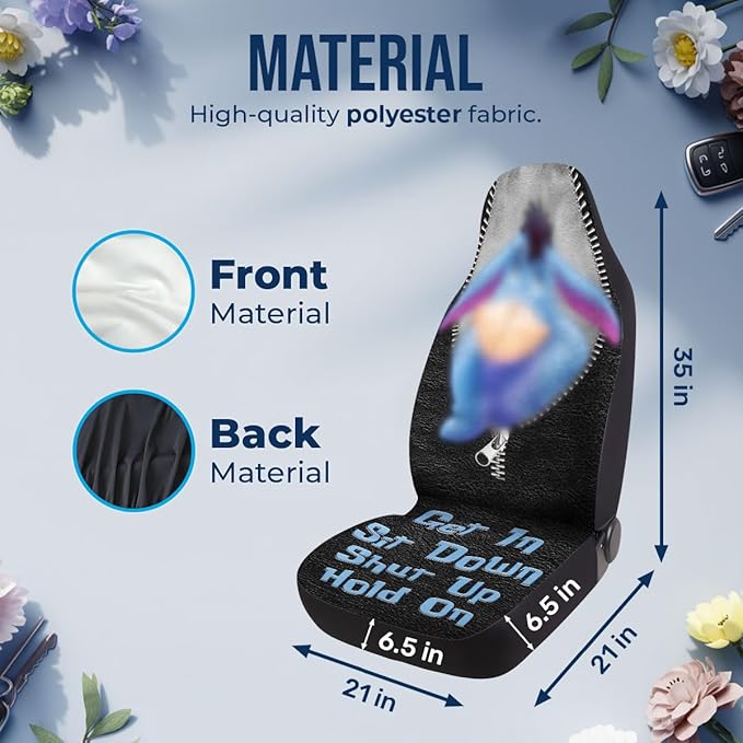 GENANY Cartoon Donkey Car Seat Covers Set of 2, Breathable Front Seat Covers for Truck Sedan SUV, Cute Car Accessories, Cartoon Gift for Women Men