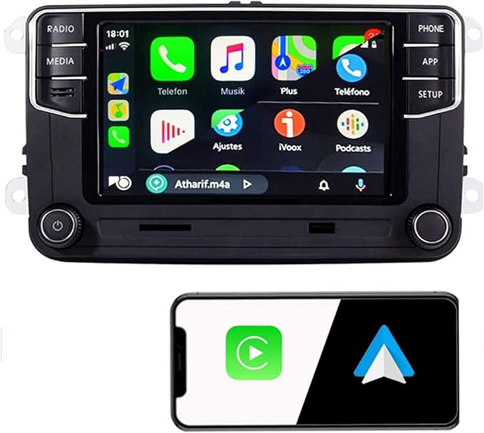 SCUMAXCON Car Stereo Carplay Android Auto MIB2 RCD360 Pro Bluetooth RVC USB 6.5" Touchscreen for VW Jetta Golf Tiguan Passat Caddy EOS Passat Touran CC