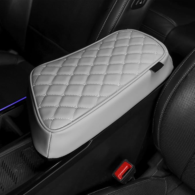 Car Armrest Cushion Cover Compatible with Kia EV6 2022-2026 Accessories, Leather Center Console Armrest Pad(Gray)