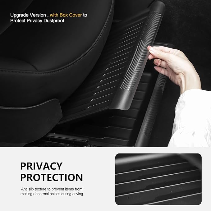 2PCS Under Seat Storage Box for Tesla Model Y 2024, TPE Storage Tray Box with Lid for Model Y 2020-2025 (2025-2026 New Model Y Juniper Can only be installed on rear of front seats (under)