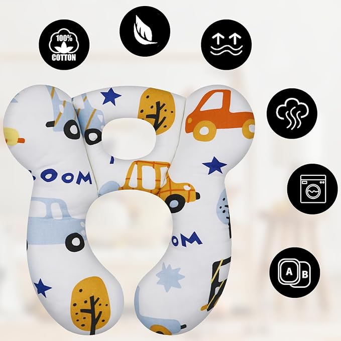 Baby Travel Pillow, Infant Kid's Cushion Soft and Skin Friendly for Car Seat, Pushchair and Stroller (Style I)