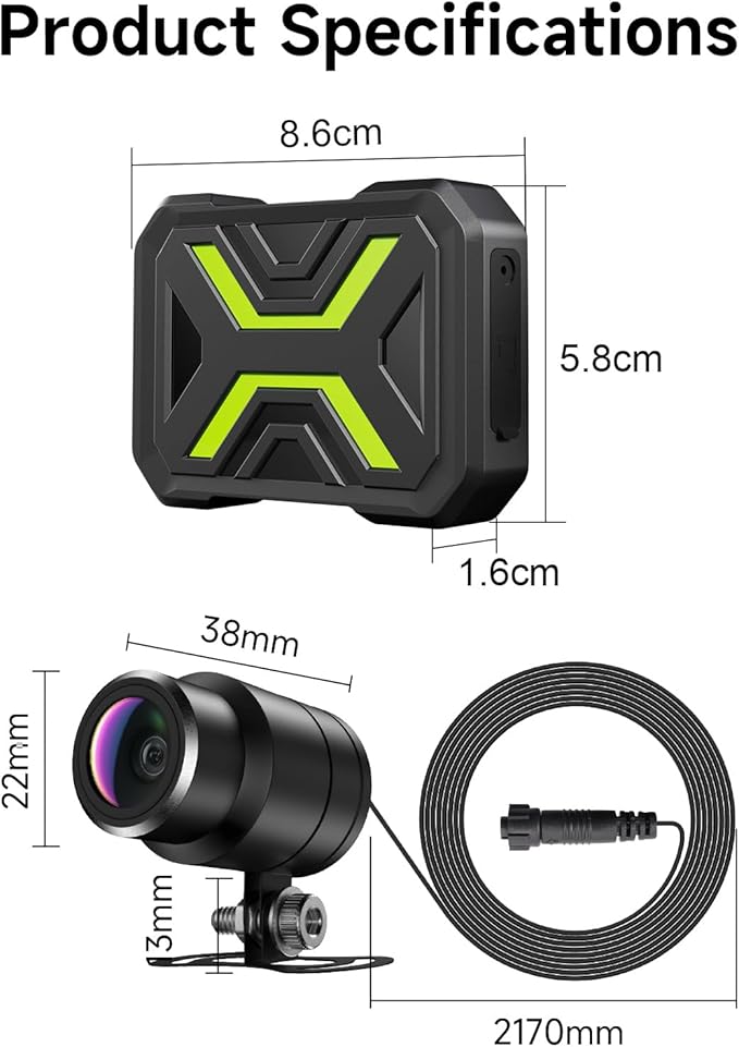 Motorcycle Dash Cam Front and Rear, Dual 1080p Dash Cam for Motorcycle with 64GB SD Card IP67 Waterproof, Loop Recording 24H Parking Monitor Night Vision with App Control Max Support 128 GB