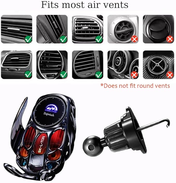 Ultimate Phone Holders for Your Car Wireless Charger, Cute Car Phone Holder,Auto-Clamping Mount Vent Goth Accessories Cradle for iPhone/Samsung Galaxy/Moto/Pixel