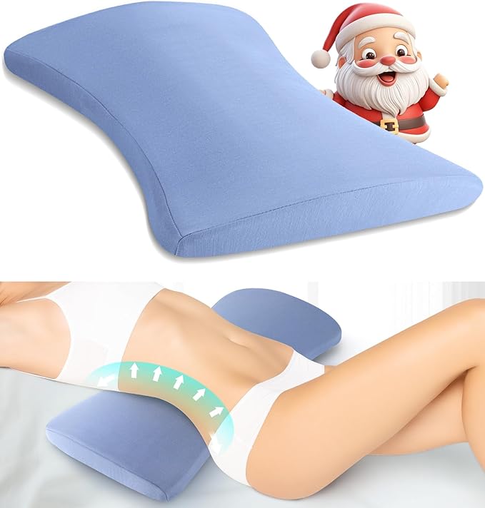 Lumbar Support Pillow for Bed: Memory Foam Lower Back Pain Relief Pillow for Sleeping, Ergonomic Waist Pillow for Side & Back Sleepers, Sciatica & Hip Pain Relief with Wedge Body Positioner Covers