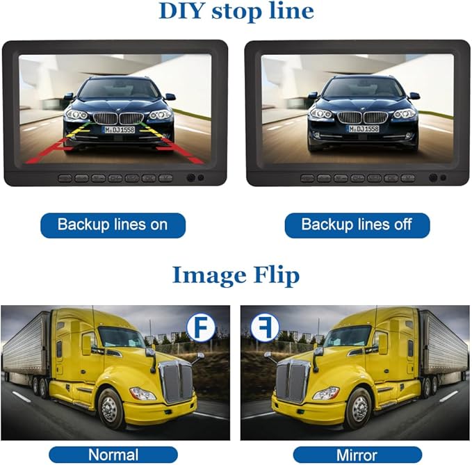 B-Qtech 7 inch Wireless Backup Camera System Digital Signal HD 1080P Rear View Monitor Kit, IP69 Waterproof Night Vision Reverse Back up Camera for Truck Car RV Trailer Camper Van Bus