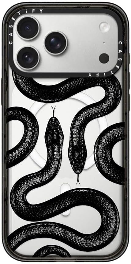CASETiFY Impact iPhone 17 Pro Max Case [Slim/Compatible with Magsafe / 8.2 ft. 4X Military Grade Drop Protection] - Black Kingsnake - Clear Black