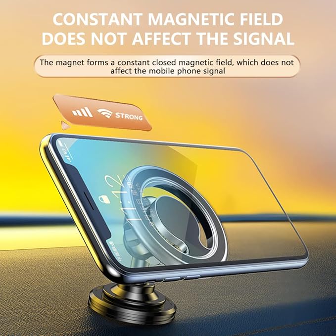 Compatible for MagSafe Car Mount for iPhone,2026 New Upgrade Dashboard 360° Rotation Magnetic Car Mount,Universal Cell Phone Holder for MagSafe iPhone 15/14/13/12 and Above Series (Black)