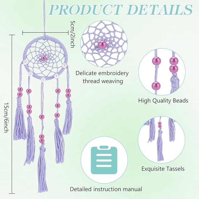 INFUNLY 15PCS DIY Small Dream Catcher Kits for Beginners Handmade Dreamcatcher Kit for Starters DIY Mini Hanging Ornament Making Kit for Bedroom Car Mirror Keychain Bag Bohemian Decoration Craft Gift